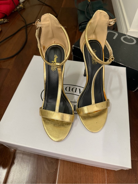 Charlotte Russe Shoes - Charlotte Russe Metallic Gold T-Strap Stiletto Sandals